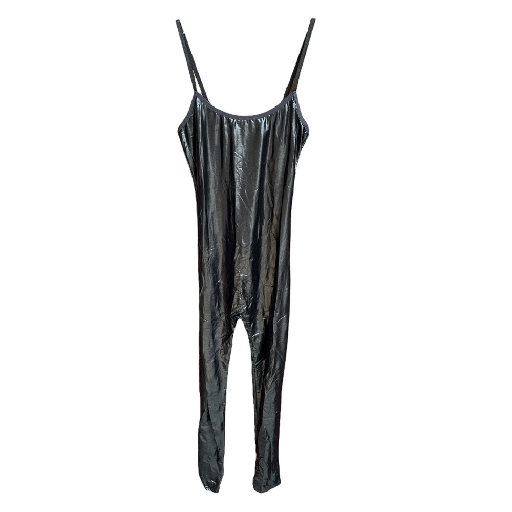 Dreamgirl Shiny Foil Unitard Costume Black Size Medium Large